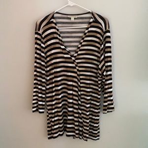 Striped black, tan and white dress shirt